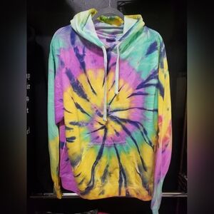 Tie Dye Hoodie Purple Yellow Green Blue Large
